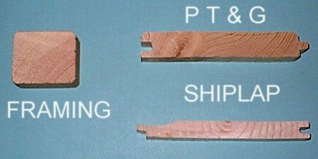 PROFILES OF SHED MATERIALS, PTG, SHIPLAP AND FRAMING